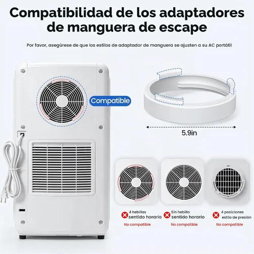 Vista 3 de Kit de ventilación portátil de ventana de CA con manguera