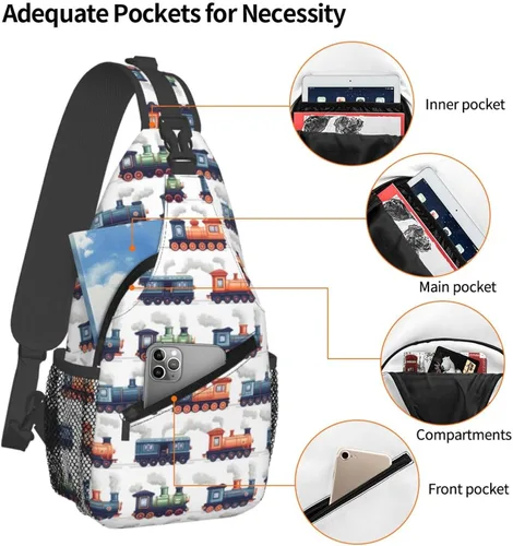 Vista 4 de Small Crossbody Bags for Women Men - Vintage Steam Train 1 Print Adjustable Shoulder Bag Fanny Packs Belt Sling Bag Crossbody Purses Backpack for