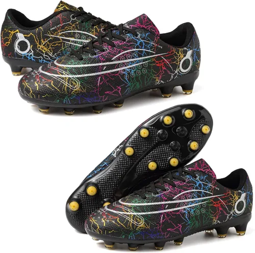 Vista 3 de Beyondjuff Zapatos de fútbol para niños con tacos de fútbol para suelo firme, zapatos de césped para niñas, zapatos de entrenamiento al aire libre