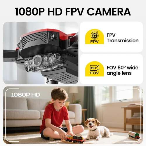 Vista 2 de DEERC D20 - Mini dron con cámara FPV HD 720P y control remoto, control de altitud, modo sin cabeza, ajuste de velocidad de arranque con una tecla