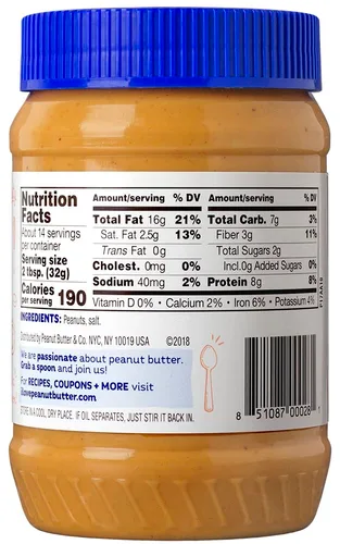 Vista 2 de Peanut Butter & Co. mantequilla de maní Mantequilla de maní simplemente crujiente. Non-GMO Project Verified, Gluten Free, Kosher, 8g Protein, No