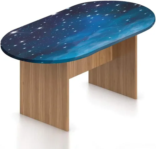 Vista 18 de XISUNYA Mantel ajustable ovalado de poliéster con bordes elásticos nocturnos, estampado de galaxia y nebulosa de la Vía Láctea, se adapta a mesas