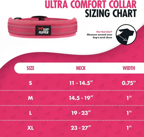 Vista 2 de Tuff Pupper Collar de perro acolchado ultra cómodo Acolchado grueso de neopreno Collar de perro con correa de nailon balístico con costuras