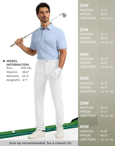 Vista 6 de Obla Pantalones de golf para hombre, 303234 pulgadas, ajustados, elásticos, ligeros, con 5 bolsillos, pantalones casuales de trabajo para hombre