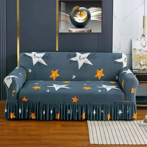 Vista 9 de MIPOPS Funda de sofá estampada elástica para sillón, fundas con patrón con falda lavable, protector de muebles de elastano para sala de estar