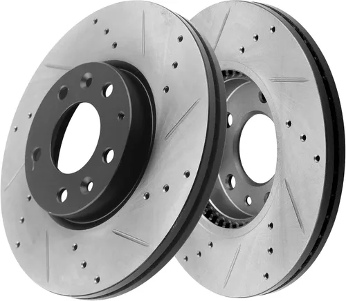 Vista 9 de MotorbyMotor Rotores delanteros perforados y ranurados de 11.772 in de repuesto para Ford Fusion, Mazda 6, Mercury Milan, Lincoln MKZ Zephyr Rotores