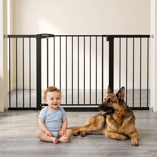 Vista 22 de Mumeasy Puerta de bebé extra ancha de 29.7 a 51 pulgadas para escaleras, puerta para perros de interior extra larga para puertas, puerta para niños