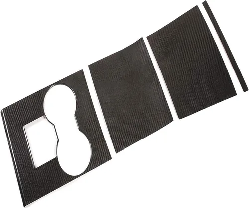 Vista 2 de YIWANG Consola central de fibra de carbono 100% real, panel de cambio de marchas, 4 piezas para accesorios de automóvil Tesla Modelo 3