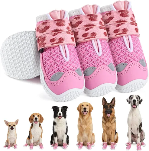 Vista 8 de SlowTon Zapatos para perros grandes, pequeños y medianos, botas transpirables para el pavimento caliente de verano, protector de patas para caminar
