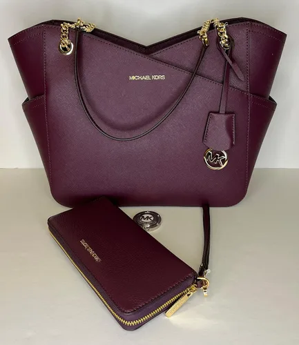 Vista 2 de Michael Kors Jet Set Travel Large Chain Shoulder Tote bundled with Large Continental Wallet and Purse Hook