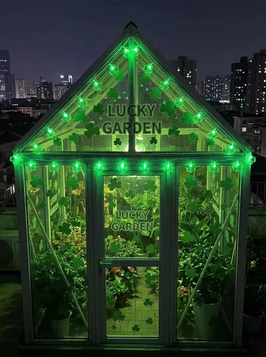 Vista 9 de Guirnalda de luces de trébol, 8.5 pies, decoración del día de San Patricio con 10 luces de trébol, luces de hadas de trébol conectables