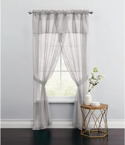 Vista 17 de BrylaneHome BH Studio - Juego de cortinas de gasa transparente de 5 piezas, 60 pulgadas de ancho y 63 pulgadas de largo, hojas de otoño