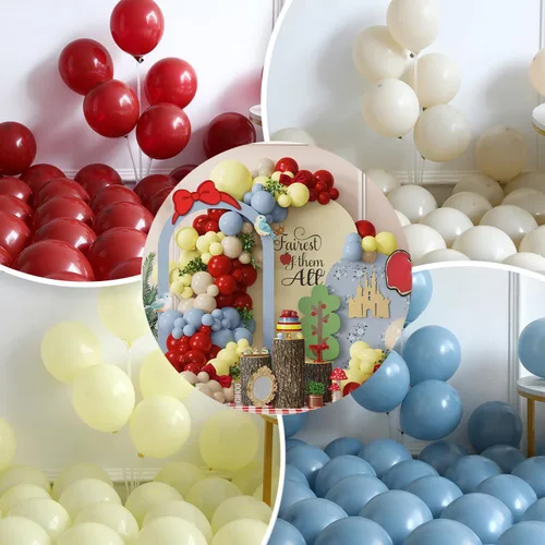 Vista 4 de Kit de arco de guirnalda de globos de princesa, 137 globos de látex rojos, azules, amarillos, para cumpleaños, baby shower, cuentos de hadas