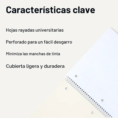 Vista 2 de Amazon Basics Cuadernos espirales con rayas universitarias, 70 hojas, 10.5 x 8 pulgadas, páginas perforadas, colores sólidos pastel surtidos