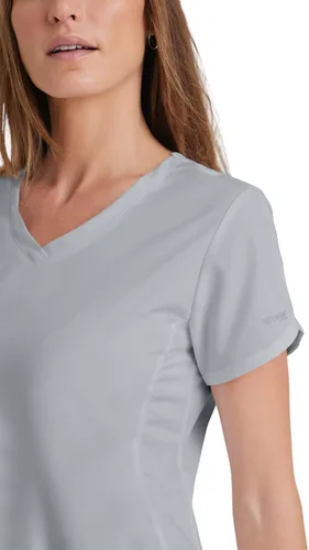 Vista 5 de Camisa estilo Grey's Anatomy con cuello en V y 4 bolsillos para mujer - camisa médica con ajuste moderno