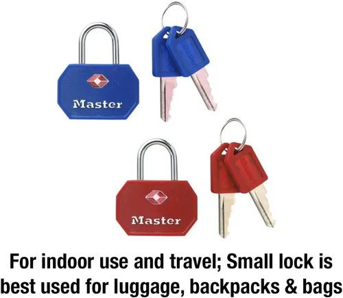 Vista 2 de Master Lock 4681TBLK - Candado de equipaje aprobado por la TSA con llave, paquete de 2, varios