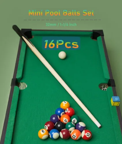 Vista 2 de Mini bolas de billar, juego de 16 bolas de billar, billar de mesa de billar de 1-1/4 pulgadas, mini bolas de billar de resina, bola de entrenamiento