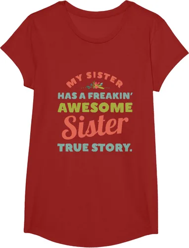 Vista 49 de Camiseta My Sister Has A Freakin Awesome Sister True Story, Negro, S