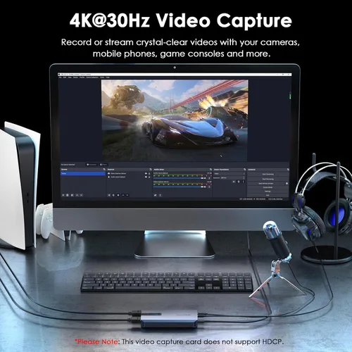 Vista 3 de WAVLINK Tarjeta de captura 4K30/2K60/1080p120, hasta 4K60 HDR10/2560x1440@144Hz/1080p@240hz passthrough en PS5, PS4, Xbox Series X y S, Xbox One