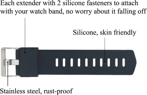 Vista 2 de Extensores de correa de reloj de 0.866 in para Google Pixel Watch 4 3 o Fitbit Sense 2 1/Versa 4 3 2/Charge 6 5 4 3 2, bandas extensoras de silicona
