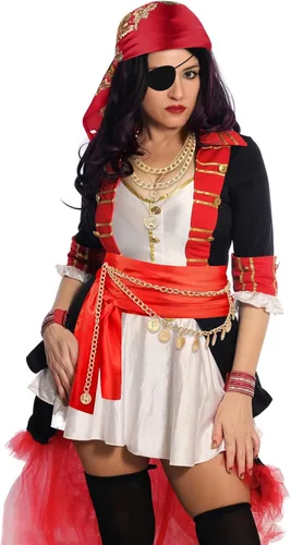 Vista 6 de Pirate Costume Accessories Women Red Patterned