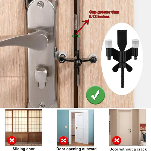 Vista 4 de Topes mejorados para cerradura de puerta portátil, cerraduras de puertas de hotel para viajeros, casillero de seguridad, dispositivos de seguridad