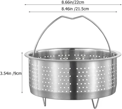 Vista 6 de Hemoton Cesta de vapor de acero inoxidable, inserto de vapor de metal, estante para cocinar al vapor, verduras, colador de frutas, colador