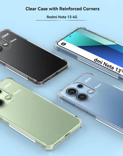 Vista 2 de USTIYA Funda para Redmi Note 13 4G 6.67 Pulgadas Transparente TPU Cuatro Esquinas Cubierta de Protección de Grado Militar Transparente Funda Suave