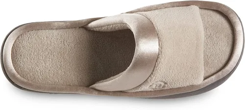 Vista 3 de isotoner Pantuflas de microterry suaves para mujer, con ribete satinado y plantilla cómoda
