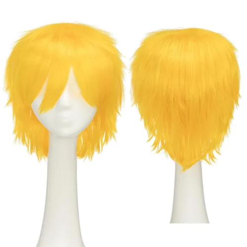 Vista 3 de Pelucas de pelo sintético lacio, corto y esponjoso. Para fiestas de cosplay, anime peluca con pelo despeinado y puntiagudo, para hombre y mujer