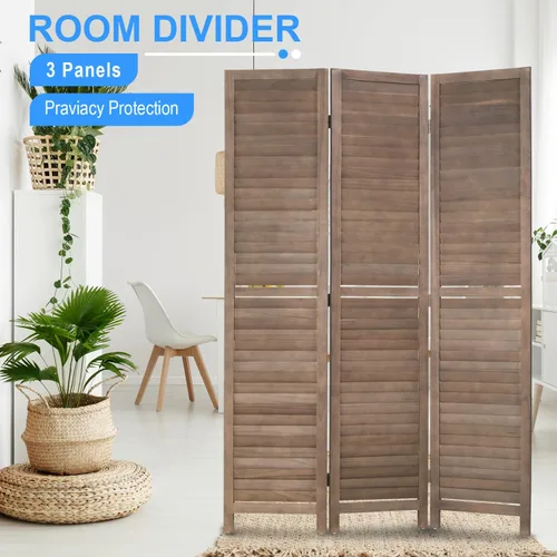 Vista 3 de PayLessHere Divisor de habitación de madera, pantalla de privacidad de 5.75 pies para interiores, plegable, portátil, pantalla de división
