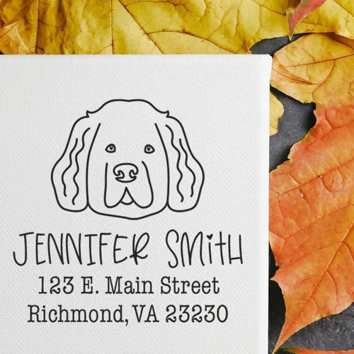 Vista 28 de Sello de dirección personalizado Basset Hound – Sello personalizable con nombre y dirección para sobres, ideal para amantes de los perros