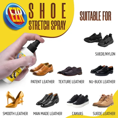 Vista 2 de EZR Spray elástico para zapatos, suavizante y estirador para aumentar instantáneamente la comodidad y aflojar puntos estrechos en zapatos de cuero
