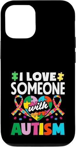Vista 28 de Love Someone with Autism Awareness Puzzle Piece Ribbon Case for iPhone 16