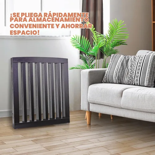 Vista 6 de Puerta para perros para mascotas, para interiores, para escaleras, puertas, 82 x 24 pulgadas, 4 paneles, valla para perros, extra ancha, de madera