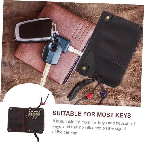 Vista 8 de 5 unids clave caso hombre monedero para hombres hombres carteras de cuero hombre cartera cremallera coche llave bolsa cuero genuino