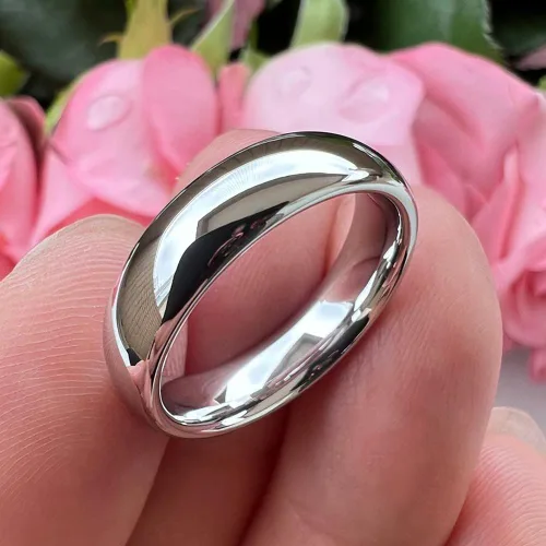 Vista 5 de Anillos de tungsteno blanco de 0.118 in, 0.157 in, 0.197 in, 0.236 in, 0.276 in, 0.315 in, 0.394 in, para hombres y mujeres, alianzas de compromiso