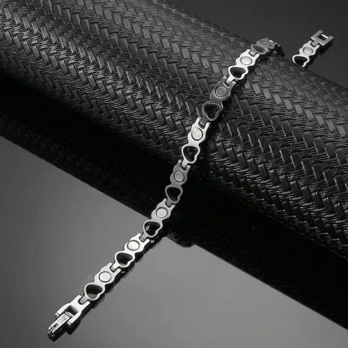 Vista 4 de BioMag Titanium Steel Magnetic Bracelet for Women Copper Rings w 3500 Gauss Magnets for Women Mom Jewelry Gift for Mothers Day