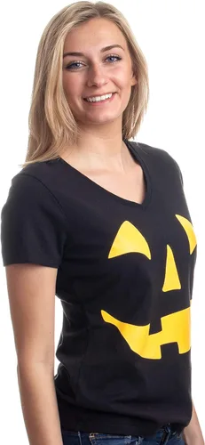 Vista 2 de Glow in Dark Jack O' Lantern Disfraz de calabaza de Halloween para mujer con cuello en V