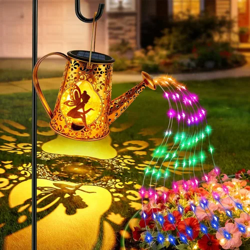 Vista 20 de YJFWAL Regadera solar con luces, regalos únicos para mamá, abuela, mujer, cumpleaños, impermeable, regalos de jardinería, regadera con luces