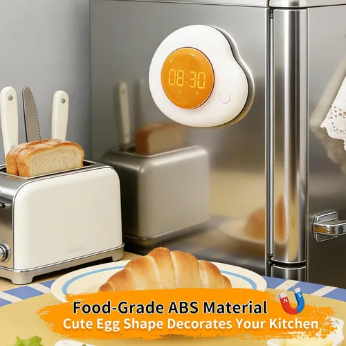 Vista 5 de QANYI Temporizador de huevos – Temporizador de cocina magnético con pantalla LED grande y botones preestablecidos (8 minutos de hervido suave), dial