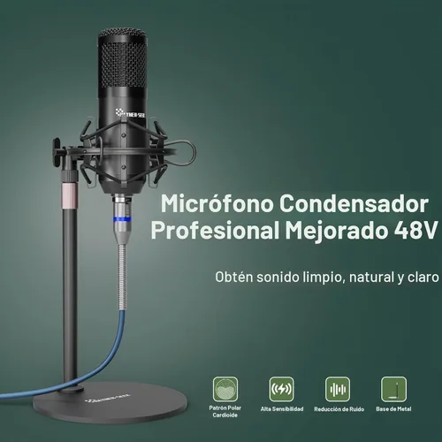 Vista 6 de Paquete de Equipo para Podcast, Micrófono de Condensador de 48V con Interfaz de Audio de Transmisión para Grabación de Podcasting, Transmisión