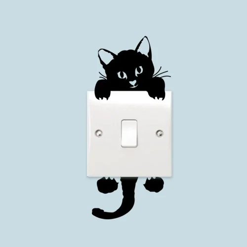 Vista 5 de Pegatina Susenstone de gato para interruptor de la luz.