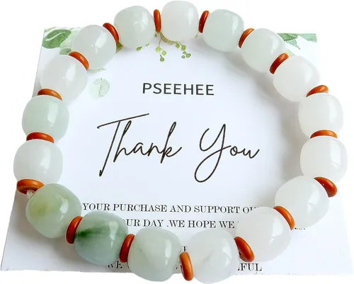 Vista 13 de Handmade Genuine Jade Abacus Shape Beaded Bracelet, Feng-shui Lucky Stone Chakra Healing Gemstone Crystal Beads Adjustable Bangle Stretch Jewelry