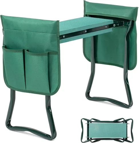 Vista 8 de Simple Deluxe Rodillero y asiento de jardín, taburete plegable con almohadilla de espuma EVA más gruesa, banco resistente, con bolsa