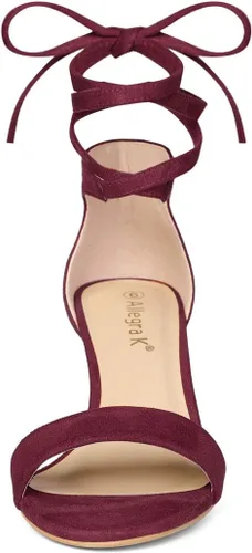 Vista 3 de Allegra K Sandalias con cordones de tacón de gatito para mujer