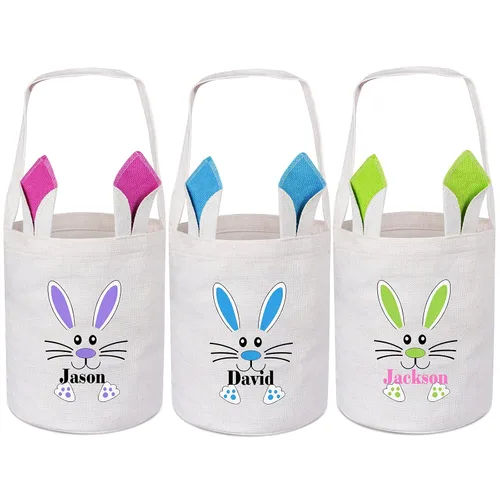 Vista 10 de Canasta de Pascua para niños, cesta de caza de huevos de Pascua, cesta de conejo de Pascua, regalos de Pascua, cesta de huevos de Pascua, cesta