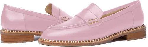 Vista 6 de FOGEENA Mocasines de cuero mate para mujer, estilo casual, sin cordones, punta redonda, tacón bajo grueso, zapatos de vestir de 1 pulgada