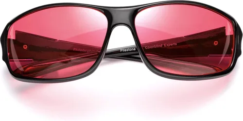 Vista 4 de Pilestone TP-016 Lens D Color Blind Gafas estilo deportivo para uso en interiores y exteriores de ceguera roja media/fuerte, Negro