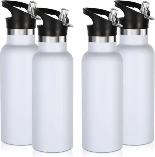Vista 36 de Volhoply Botella de agua aislada para niños de 17 onzas, botellas de agua de acero inoxidable con tapa con pajilla, botella de agua de metal al